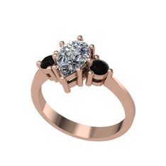 Dia Tria Yüzük - Swarovski ve siyah zirkon 925 ayar rose altın kaplama gümüş yüzük #jnlvft