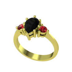 Siyah zirkon ve garnet 8 ayar altın yüzük
