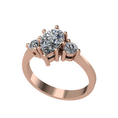 Dia Tria Yüzük - Beyaz zirkon ve swarovski 14 ayar rose altın yüzük #qmzjqi