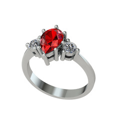 Dia Tria Yüzük - Garnet ve swarovski 925 ayar gümüş yüzük #t5lbm2