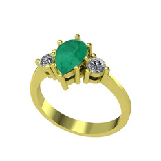 Dia Tria Yüzük - Kök zümrüt ve swarovski 8 ayar altın yüzük #u513ck