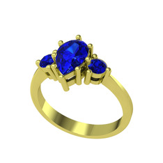 Dia Tria Yüzük - Lab safir 14 ayar altın yüzük #vfy7qd
