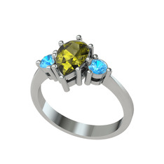 Dia Tria Yüzük - Peridot ve akuamarin 925 ayar gümüş yüzük #vyjpgb