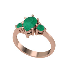 Dia Tria Yüzük - Kök zümrüt 14 ayar rose altın yüzük #wgc8q