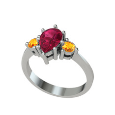 Rodolit garnet ve sitrin 925 ayar gümüş yüzük