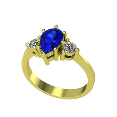 Dia Tria Yüzük - Lab safir ve swarovski 18 ayar altın yüzük #wnqio5