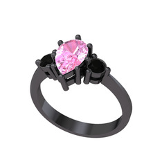 Dia Tria Yüzük - Pembe kuvars ve siyah zirkon 925 ayar siyah rodyum kaplama gümüş yüzük #ykada8