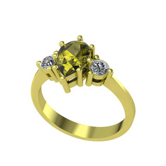 Dia Tria Yüzük - Peridot ve swarovski 18 ayar altın yüzük #yv461v