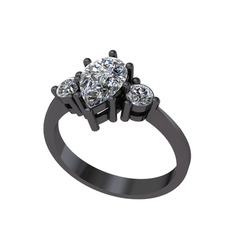 Beyaz zirkon ve swarovski 925 ayar siyah rodyum kaplama gümüş yüzük