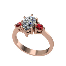 Dia Tria Yüzük - Swarovski ve garnet 8 ayar rose altın yüzük #zrmwn9