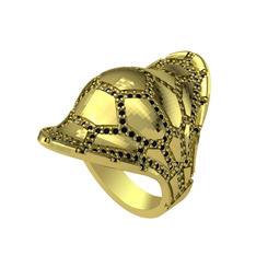 Ornate Kamplumbağa Yüzük - Siyah zirkon 925 ayar altın kaplama gümüş yüzük #158wsmd