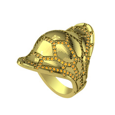 Ornate Kamplumbağa Yüzük - Sitrin 8 ayar altın yüzük #1e1hl87
