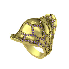 Ornate Kamplumbağa Yüzük - Ametist 925 ayar altın kaplama gümüş yüzük #822aud