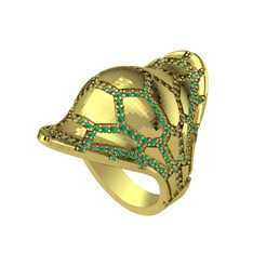 Ornate Kamplumbağa Yüzük - Yeşil kuvars 14 ayar altın yüzük #liuhtk