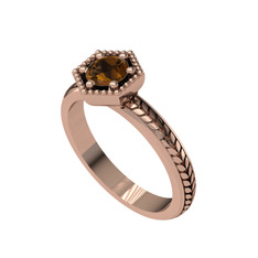 Başak Tektaş Yüzük - Dumanlı kuvars 14 ayar rose altın yüzük #1p8ig0p