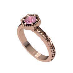 Pembe kuvars 8 ayar rose altın yüzük
