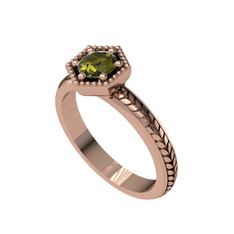 Peridot 14 ayar rose altın yüzük