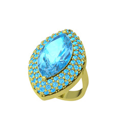 Efsunkar Mekik Yüzük - Akuamarin 18 ayar altın yüzük #10hrdhw