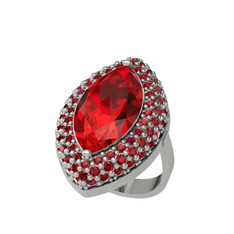 Efsunkar Mekik Yüzük - Garnet 8 ayar beyaz altın yüzük #13bcpcs