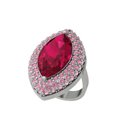 Rodolit garnet ve pembe kuvars 925 ayar gümüş yüzük