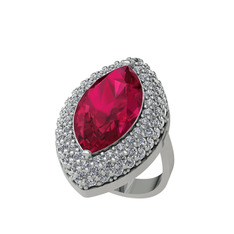 Rodolit garnet ve beyaz zirkon 925 ayar gümüş yüzük