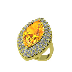 Efsunkar Mekik Yüzük - Sitrin ve swarovski 14 ayar altın yüzük #19cozrf