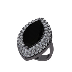 Efsunkar Mekik Yüzük - Siyah zirkon ve swarovski 925 ayar siyah rodyum kaplama gümüş yüzük #19czurf