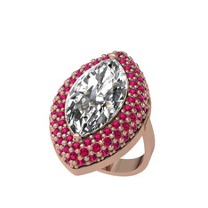 Swarovski ve rodolit garnet 8 ayar rose altın yüzük