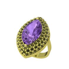 Efsunkar Mekik Yüzük - Ametist ve peridot 18 ayar altın yüzük #1c9wd8k