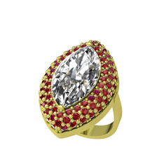 Efsunkar Mekik Yüzük - Swarovski ve garnet 8 ayar altın yüzük #1ccaiat