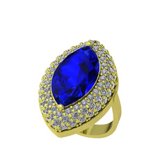 Lab safir ve swarovski 8 ayar altın yüzük