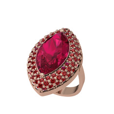 Rodolit garnet ve garnet 18 ayar rose altın yüzük