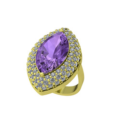 Efsunkar Mekik Yüzük - Ametist ve swarovski 14 ayar altın yüzük #1i4qkut