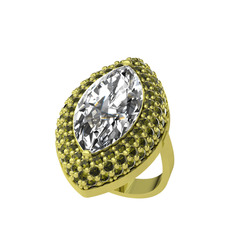 Efsunkar Mekik Yüzük - Swarovski ve peridot 18 ayar altın yüzük #1i86r7p