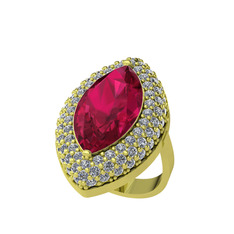Efsunkar Mekik Yüzük - Rodolit garnet ve swarovski 8 ayar altın yüzük #1mgb4bd