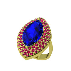 Lab safir ve rodolit garnet 18 ayar altın yüzük