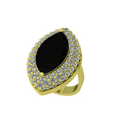 Efsunkar Mekik Yüzük - Siyah zirkon ve swarovski 8 ayar altın yüzük #1myha0d