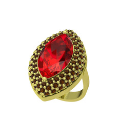 Efsunkar Mekik Yüzük - Garnet ve dumanlı kuvars 925 ayar altın kaplama gümüş yüzük #1o2b82i
