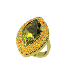 Peridot ve sitrin 8 ayar altın yüzük