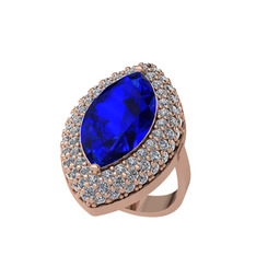 Efsunkar Mekik Yüzük - Lab safir ve pırlanta 18 ayar rose altın yüzük (2.952 karat) #1wvi74