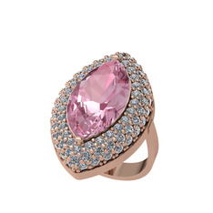 Pembe kuvars ve pırlanta 18 ayar rose altın yüzük (2.952 karat)