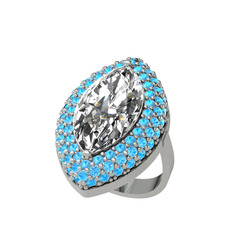 Efsunkar Mekik Yüzük - Swarovski ve akuamarin 925 ayar gümüş yüzük #5aa4cj
