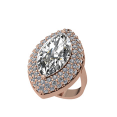 Efsunkar Mekik Yüzük - Beyaz zirkon ve swarovski 18 ayar rose altın yüzük #65tgyq
