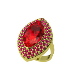 Garnet ve rodolit garnet 18 ayar altın yüzük