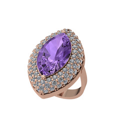 Efsunkar Mekik Yüzük - Ametist ve swarovski 14 ayar rose altın yüzük #a5ubyq