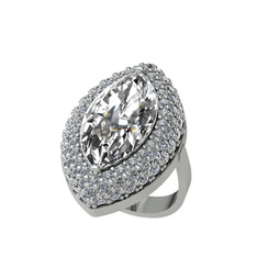 Efsunkar Mekik Yüzük - Beyaz zirkon ve swarovski 8 ayar beyaz altın yüzük #berqsq