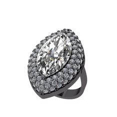 Efsunkar Mekik Yüzük - Swarovski ve beyaz zirkon 925 ayar siyah rodyum kaplama gümüş yüzük #ci20cr
