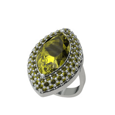 Peridot 18 ayar beyaz altın yüzük