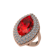 Efsunkar Mekik Yüzük - Garnet ve pırlanta 14 ayar rose altın yüzük (2.952 karat) #gag35u