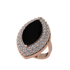 Efsunkar Mekik Yüzük - Siyah zirkon ve swarovski 8 ayar rose altın yüzük #gyjeu0